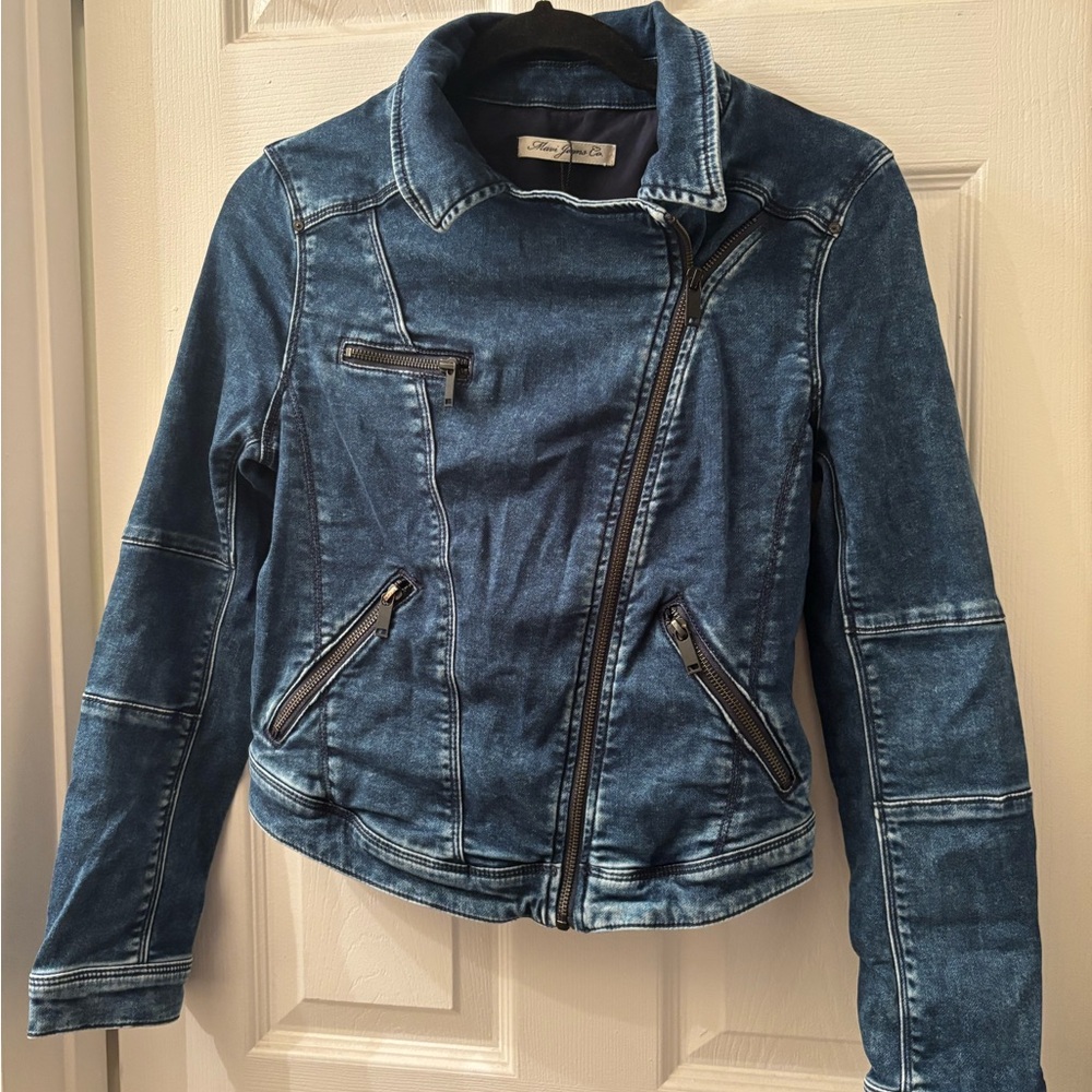 Mavi Asymmetrical Zipper Jean Jacket - Deep Blue